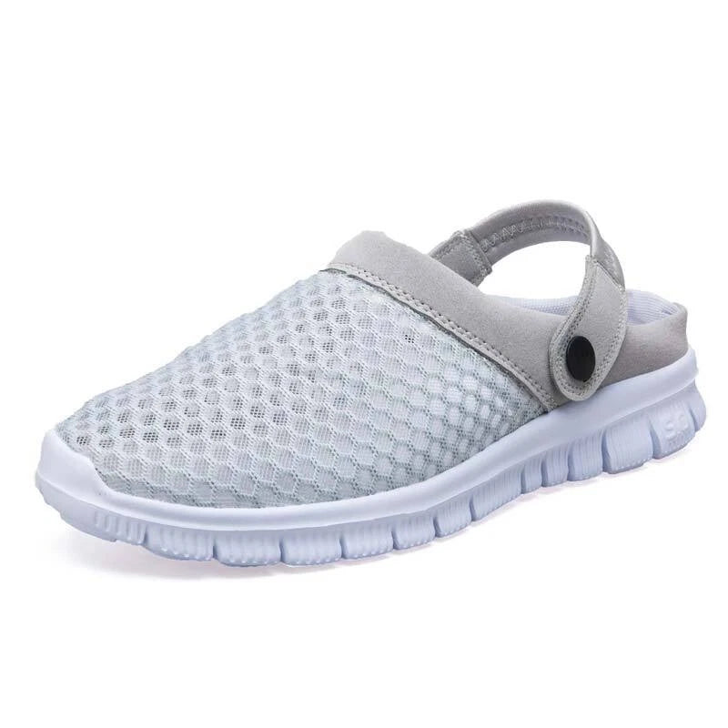 Mens Womens Summer Mesh Breathable Sandals Couples Beach Slippers Hook & Loop