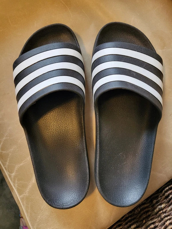 Adidas Mens Adilette Aqua Swim Black Slide Sandals  Size 6 Logo Slippers F35543