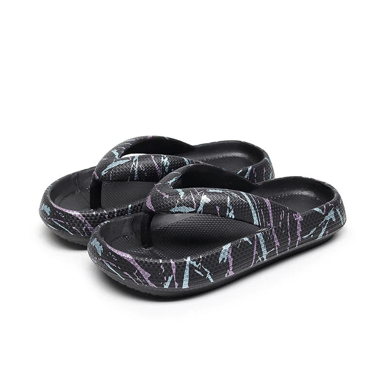 Summer Women Comfort Flip-Flop Leopard Soft Thick-Soled Cloud Beach Slippers