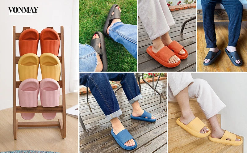 Women Men Cloud Slippers Comfort Pillow Slide Sandals Bathroom Beach Home Shoes