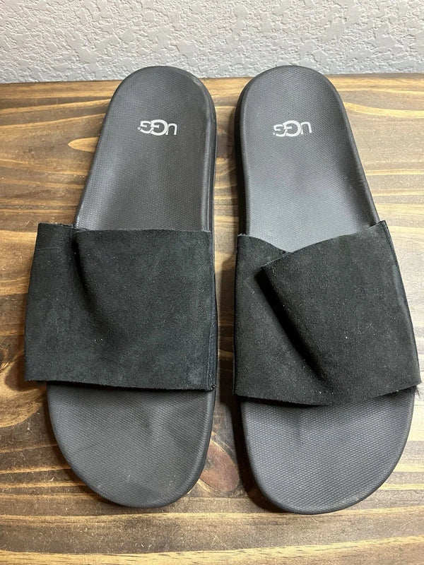UGG Shoes Xavier Sandals Slippers Slides TF Twin Face Black Sz 13/13.5 Pre-Owned