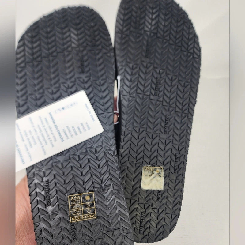 New WateLves Mens Black Flip Flops Sandals Memory Foam Non Slip Size 9