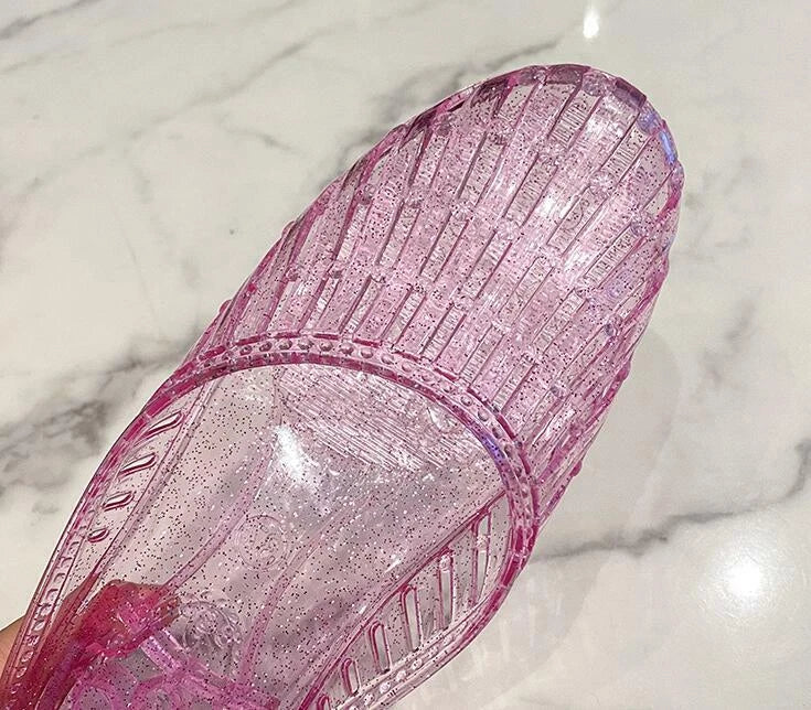 Womens Summer Slippers Beach Sandals Round Toe Flats Jelly Shoes Slides