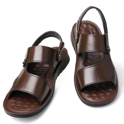 Men Summer Sandals and Slippers Pu Leather Thick-soled Beach Shoes