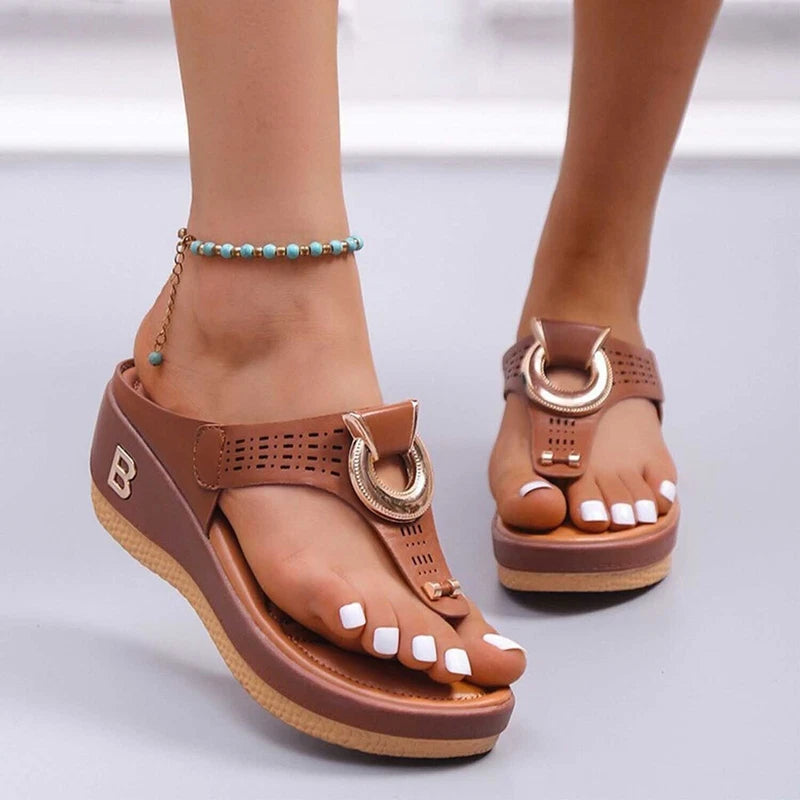 Mid-Wedge Women Orthopedic Sandals Casual Shoes Flip Flops Anti-Slip Slippers US