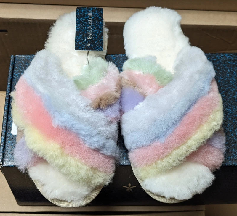 🔥BLOWOUT SALE!🔥 EMU Australia Mayberry Rainbow Pastel Slippers Sizes 6 7 8 9🔥