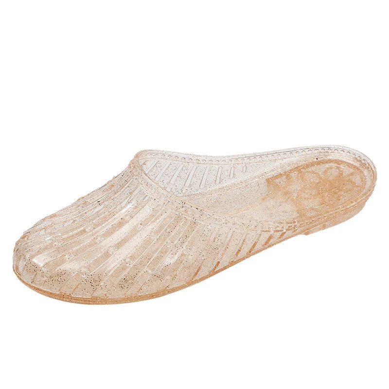 Womens Summer Slippers Beach Sandals Round Toe Flats Jelly Shoes Slides