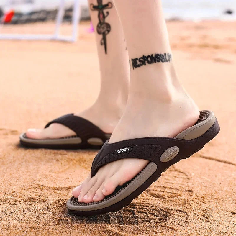Massage Flip Flops for Men Summer Breathable Beach Shoes Sandals Men Luxury Flip