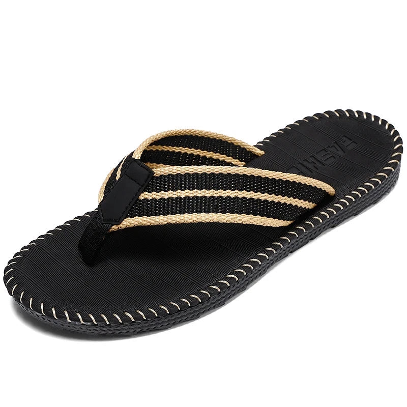 Men's flip flops summer new lightweight rubber woven slippers fashion casual