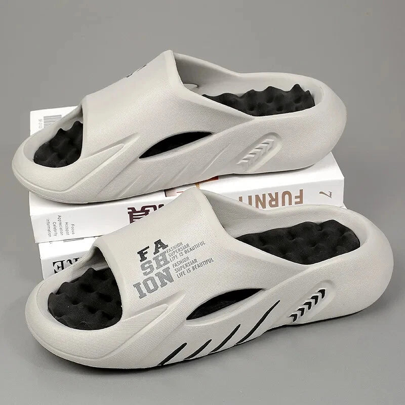 New Summer Man Massage Slippers 2025 Indoor Outdoor Beach Sandals Soft Bottom