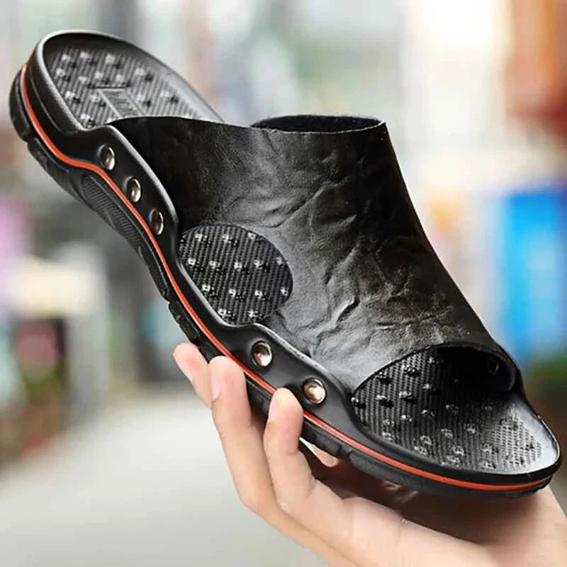 Men Summer Slippers Breathable Luxury Sandals Beach Classics Leather Flip Flops