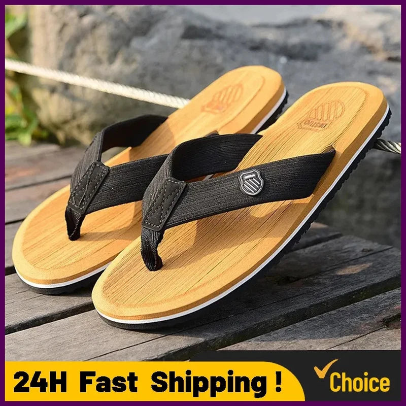 Casual Flip Flops For Men Slippers Beach Sandals Summer Non-Slip Flat Slides Men
