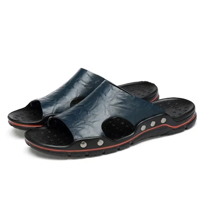 Men Summer Slippers Breathable Luxury Sandals Beach Classics Leather Flip Flops