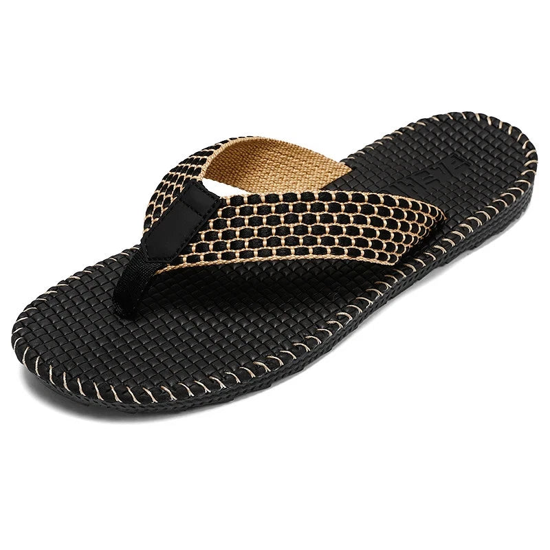 Men's flip flops summer new lightweight rubber woven slippers fashion casual