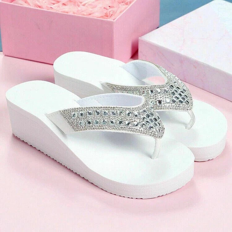 Women Wedge Platform Thong Sandals Beach Slippers Clip Toe Shoes Flip Flops new
