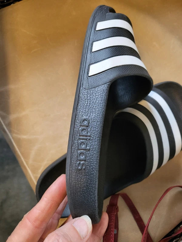 Adidas Mens Adilette Aqua Swim Black Slide Sandals  Size 6 Logo Slippers F35543