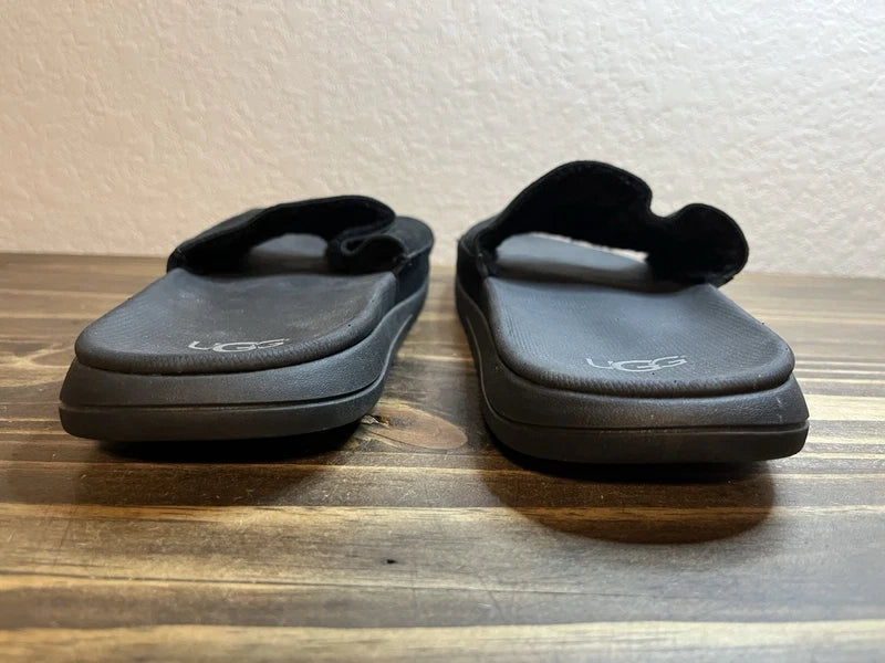 UGG Shoes Xavier Sandals Slippers Slides TF Twin Face Black Sz 13/13.5 Pre-Owned
