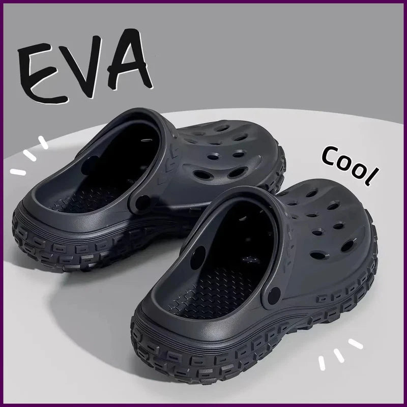 Summer Men's Thick Sole Clogs With Strap Durable Platform Sandals Comfortable