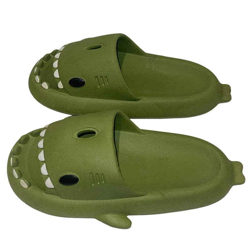 Shark Slides Green Unbranded Size 38-39 Mens 7.5/8 Slippers Beach EUC