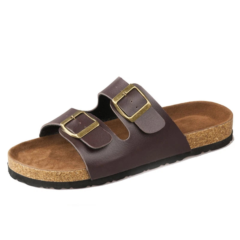 Men Summer Flip Flops Buckle Cork Beach Summer Slipper Sandals Shoes Slip On / ✲