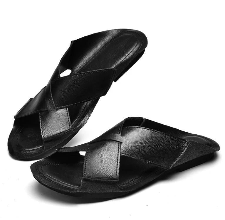 Mens Summer Flat Slip On Sandals Soft Fisherman Shoe Slipper Beach Pump Brown