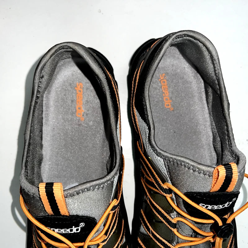 Speedo Mens Slides Mesh Slip-Ons Water Beach Running Silver/Gray Size 13