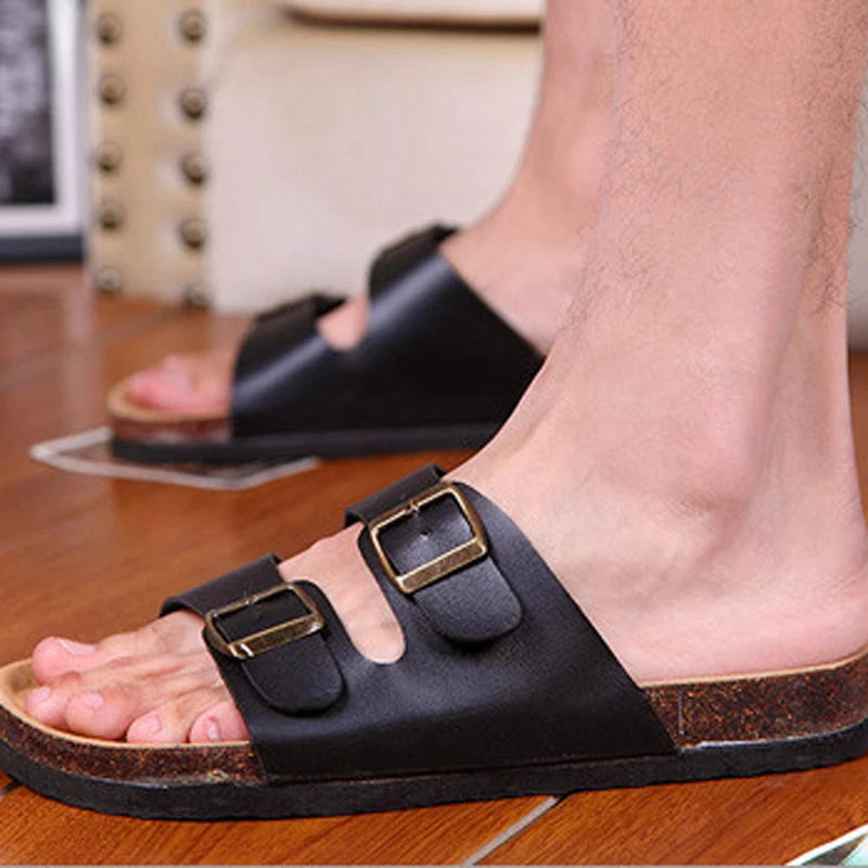 Men Summer Flip Flops Buckle Cork Beach Summer Slipper Sandals Shoes Slip On / ✲